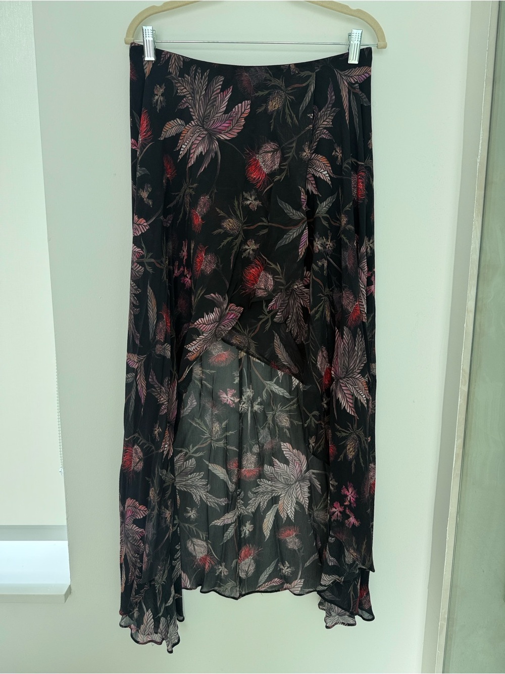 All Saints Asymmetrical Black Floral Skirt - Picture 3 of 5